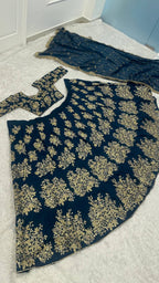 Calzora Polo Silk Lehenga with Zari Work and Tabby Dupatta for Grand Celebr front view