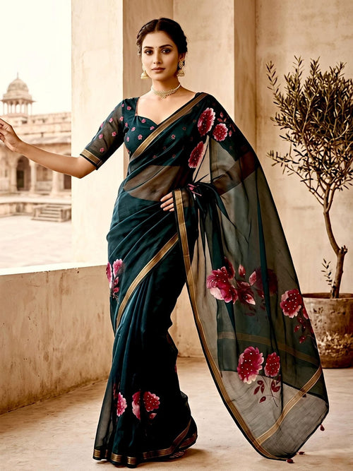 Gold Saree for women - full front view | Snyvia