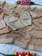 Golden Saree - Sequins embroidery work detail