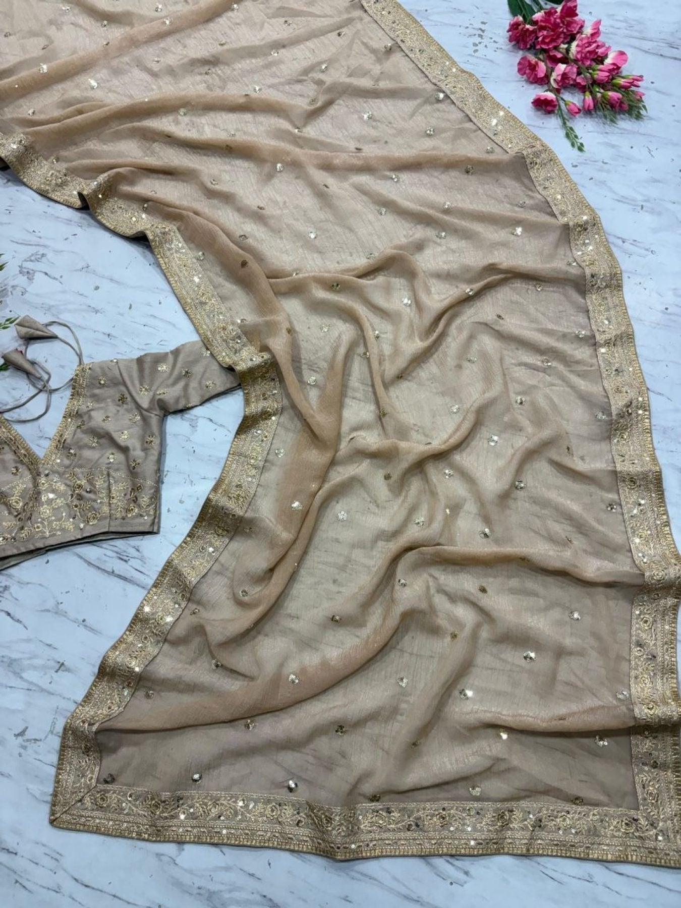 Golden Saree - Sequins back view