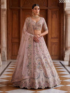 Mauve Net Lehenga Choli with Heavy Sequins and Cotton Thread Work for women | Snyvia