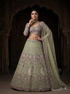 Butterfly Net Coding Sequins Lehenga full drape view