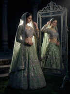 Butterfly Net Coding Sequins Lehenga embroidery close-up