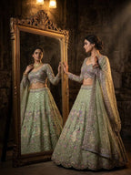 Butterfly Net Coding Sequins Lehenga front view