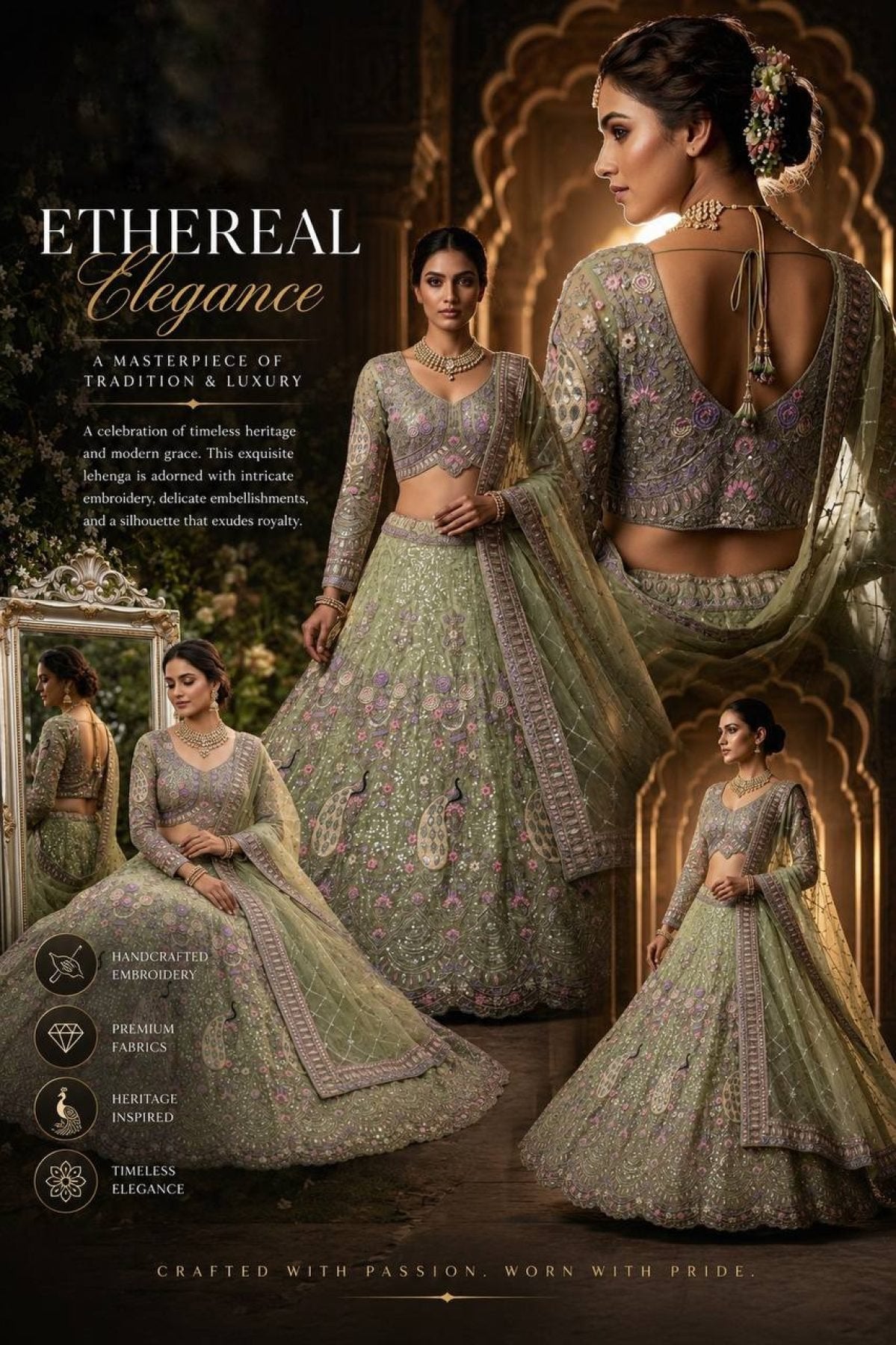 Butterfly Net Coding Sequins Lehenga blouse and dupatta detail