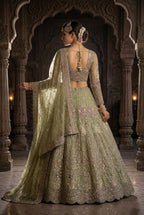 Butterfly Net Coding Sequins Lehenga fabric texture detail