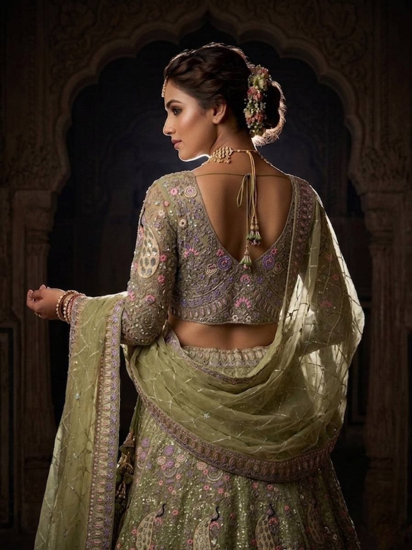 Butterfly Net Coding Sequins Lehenga styling view