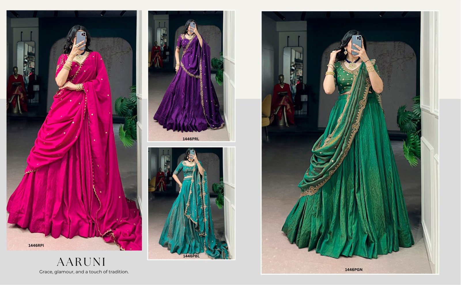 NC Silk Lehenga Choli Set with Sequins Embroidery Dupatta styling view