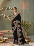 Black Silk Saree for women - full front view | Snyvia
