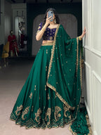 Rangoli Silk Lehenga Set with Thread Work for women | Snyvia