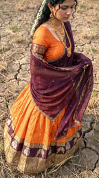 Orange Gadhwal Silk Lehenga Choli with Zari Weaving and Embroidered Dupatta colour variant view