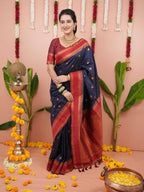 Blue Silk Saree for women - full front view | Snyvia