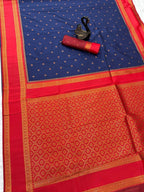 Blue Silk Saree - drape and pallu detail