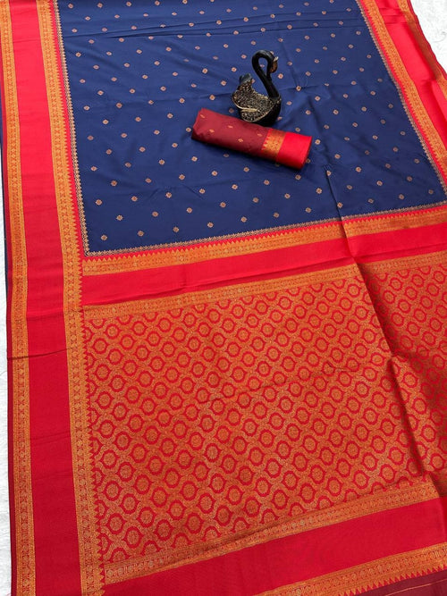 Blue Silk Saree - drape and pallu detail