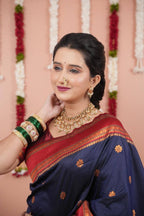 Blue Silk Saree - fabric texture close-up