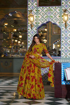 Floral Printed Marble Lehenga Choli with Lace Border Dupatta styling view