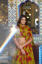 Floral Printed Marble Lehenga Choli with Lace Border Dupatta colour variant view