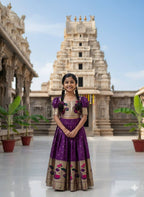 Top Pant Classy Kids Silk Lehenga Choli with Zari Weaving for Festive Wear full drape view