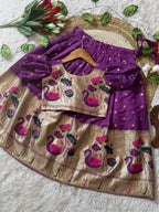Classy Kids Silk Lehenga Choli with Zari Weaving for Festive Wear back view