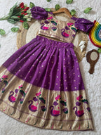 Classy Kids Silk Lehenga Choli with Zari Weaving for Festive Wear colour variant view