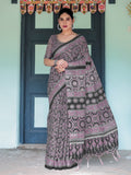 Black Cotton Saree for women - full front view | Snyvia