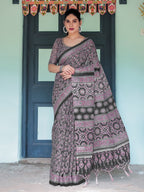 Black Cotton Saree for women - full front view | Snyvia