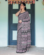 Black Cotton Saree - detail view 11