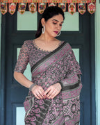 Black Cotton Saree - detail view 12