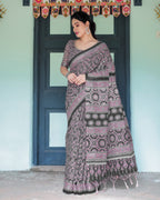 Black Cotton Saree - blouse and border close-up