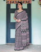 Black Cotton Saree - pallu design detail