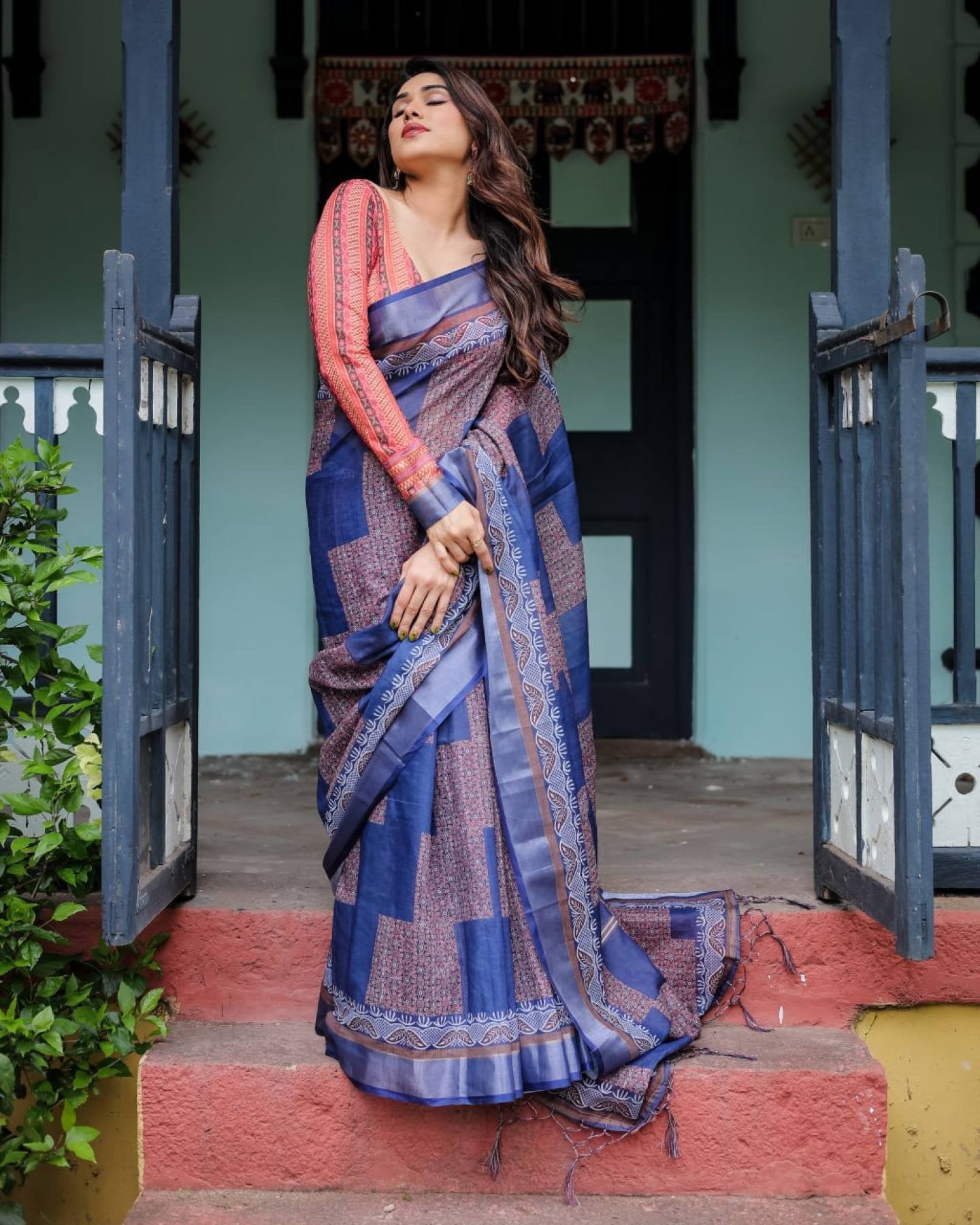 Cotton Saree - drape and pallu detail
