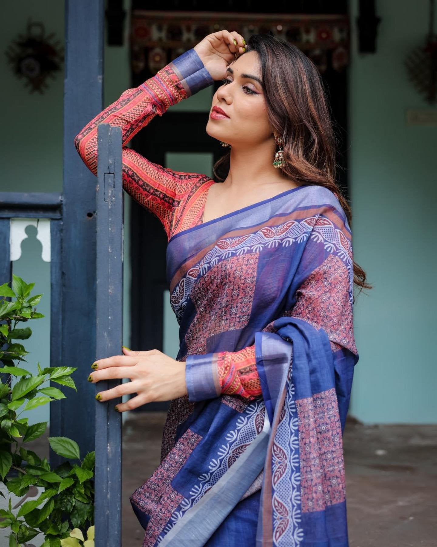 Cotton Saree - blouse and border close-up