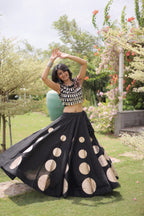 Roman Silk Navratri Lehenga Choli with Mirror Lace Work and 6 Meter Flair colour variant view