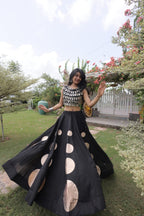 Purple Roman Silk Navratri Lehenga Choli with Mirror Lace Work and 6 Meter Flair embroidery close-up