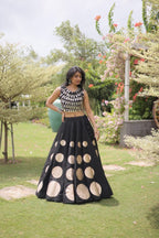 Roman Silk Navratri Lehenga Choli with Mirror Lace Work and 6 Meter Flair colour variant view