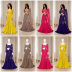 Chinon Silk Lehenga Style Saree with Attached Pallu for Party Wear front view