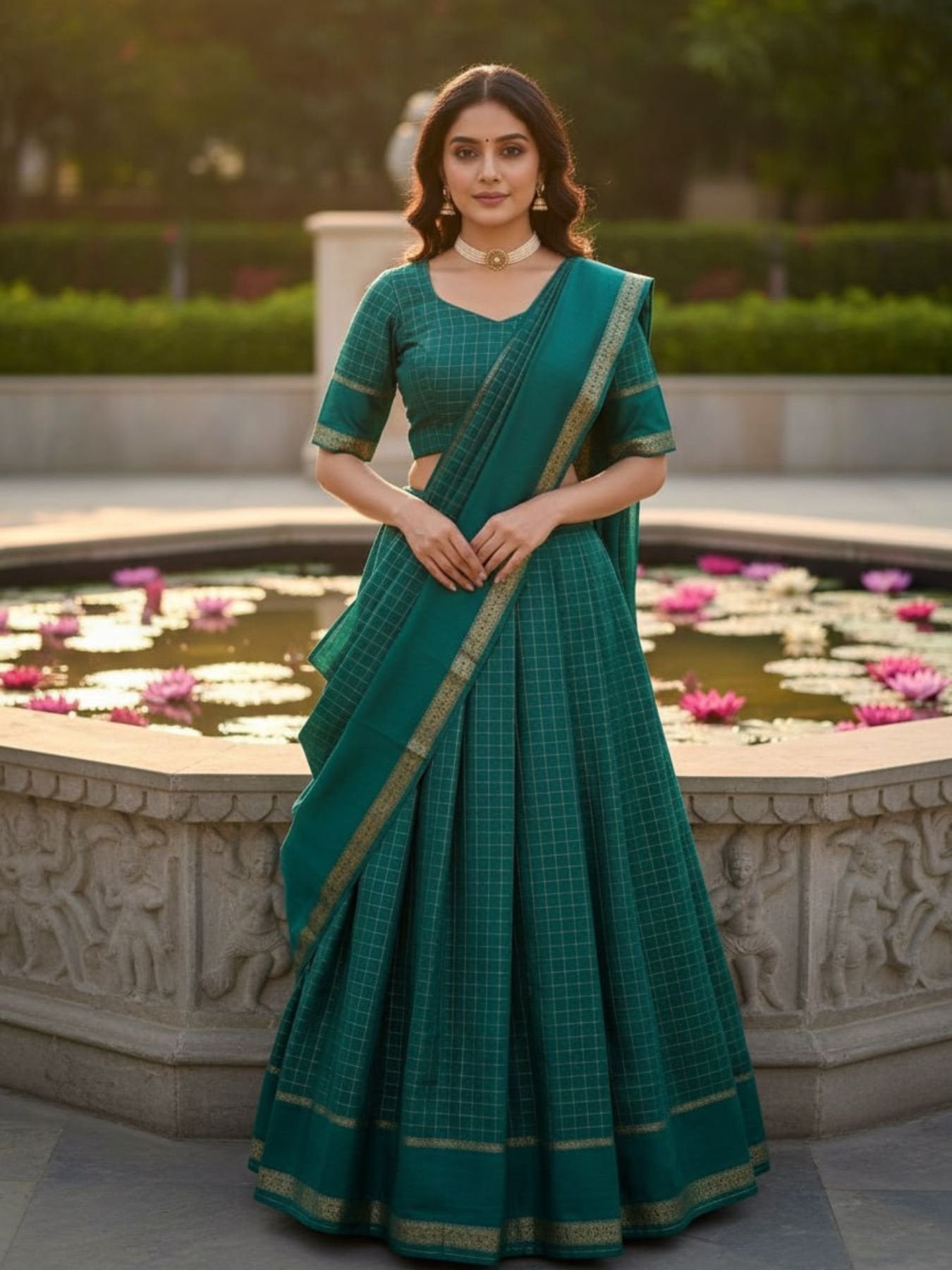 Viscose Georgette Lehenga Choli with Zari Weaving Work back view