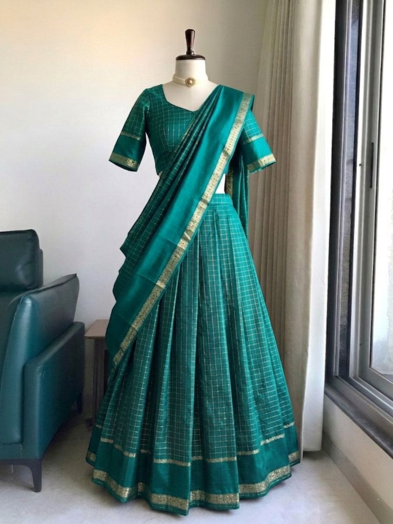Viscose Georgette Lehenga Choli with Zari Weaving Work styling view
