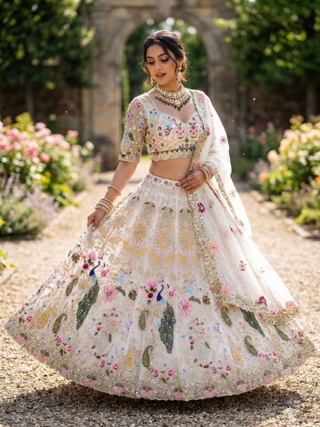Organza Lehenga with Heavy Cut Work for women | Snyvia