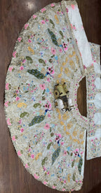 White Organza Lehenga with Heavy Cut Work colour variant view