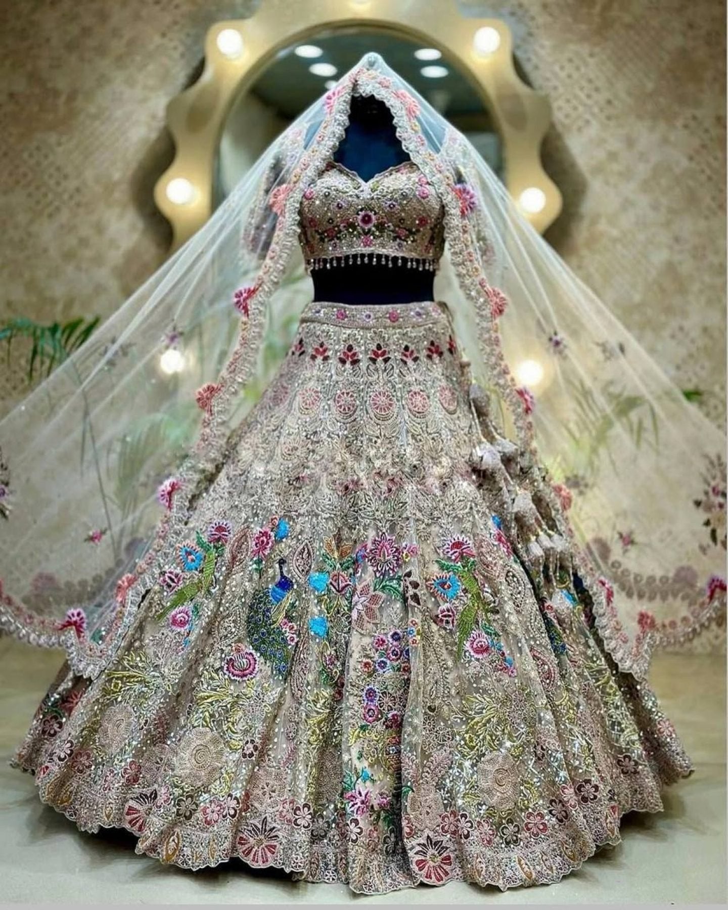 White Organza Lehenga with Heavy Cut Work blouse and dupatta detail