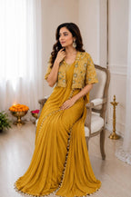 Yellow Saree - fabric texture close-up