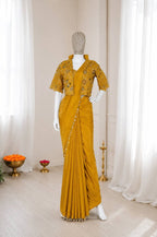 Yellow Saree - embroidery work detail