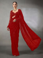 Red Saree for women - full front view | Snyvia
