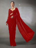 Red Saree - side drape view