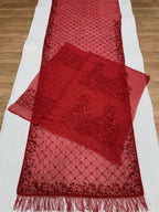 Red Saree - blouse and border close-up