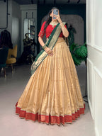 Kanchipuram Silk Paithani Lehenga with Zari Weaving and Banglory Blouse styling view