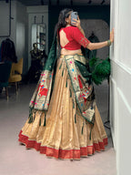 Kanchipuram Silk Paithani Lehenga with Zari Weaving and Banglory Blouse front view