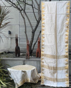 Cream Tussar Saree - fabric texture close-up