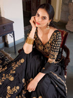 Rangoli Silk Lehenga Choli with Zari Dori Sequins Work for Wedding Wear embroidery close-up